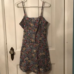 Flowered short button front dress